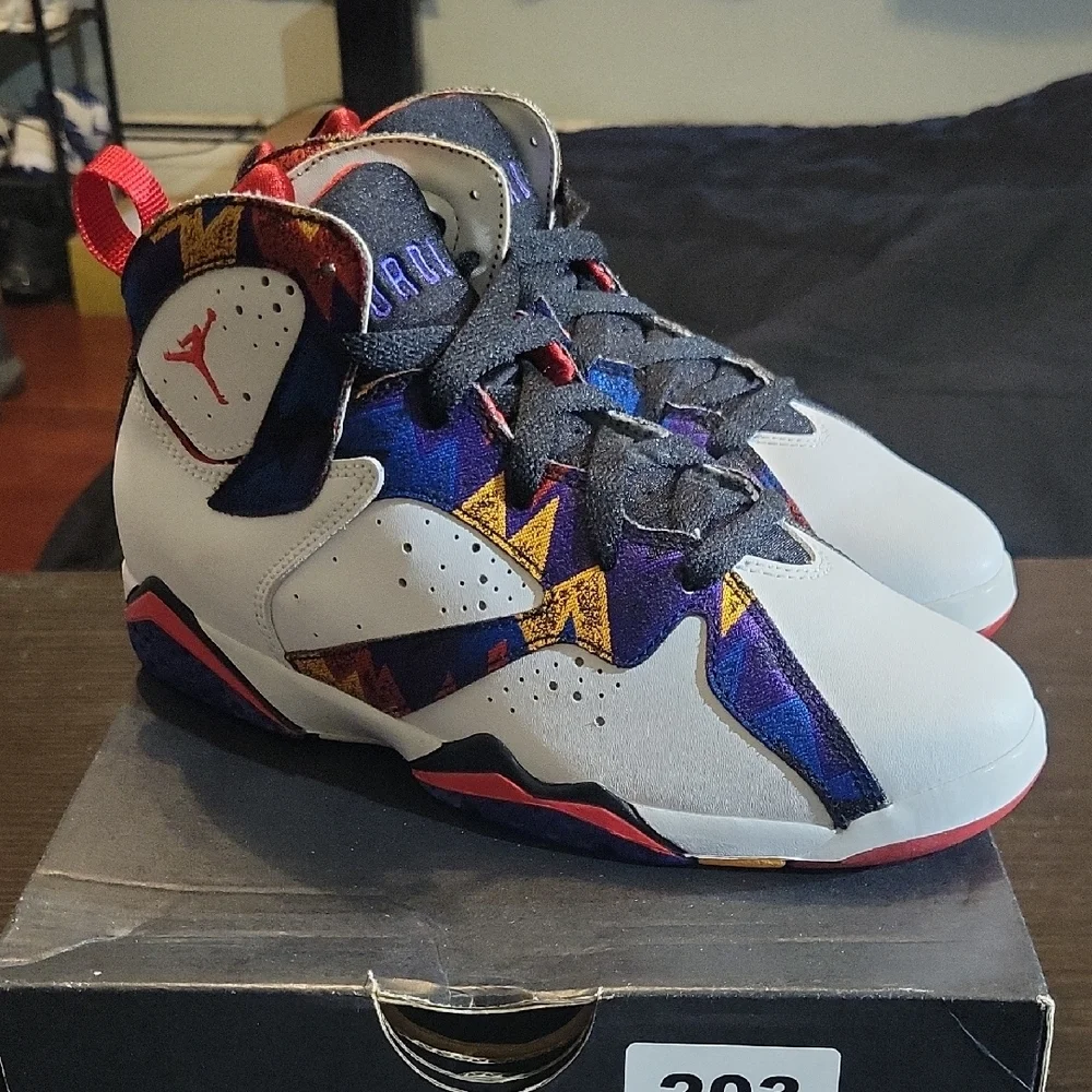 Air Jordan 7 Retro (GS) Rare "Nothing But Net" (2015) B3Y/G4.5 NEW W/OG BOX - Picture 3 of 11